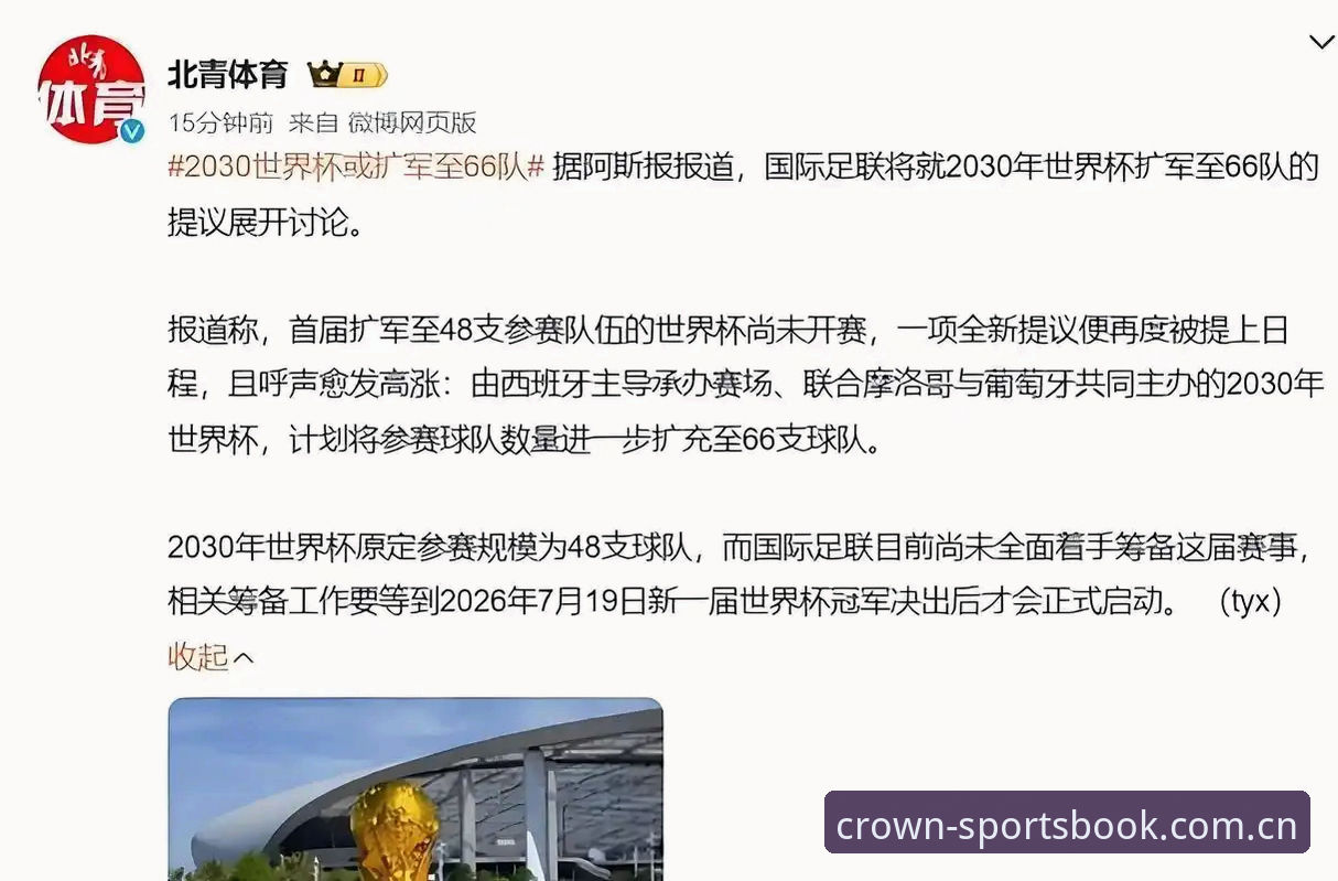皇冠平台入口 揭秘2030年世界杯扩军至66队的真相:中国男足的黄金机会来了?